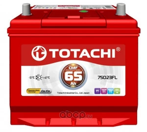 Аккумулятор TOTACHI KOR Asia (75D23FL) 65R обр. пол. 600A 230x172x220