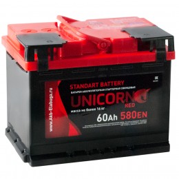 Аккумулятор UNICORN RED 60R обр. пол. 580A 242x175x190