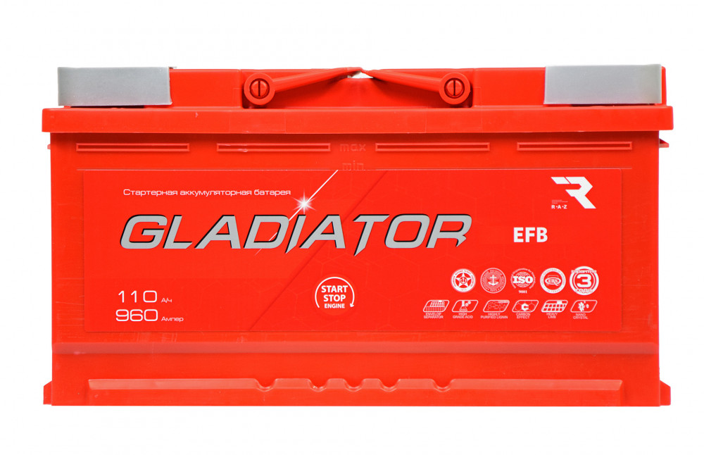 Аккумулятор GLADIATOR EFB 110L прям. пол. 960A 353х175х190
