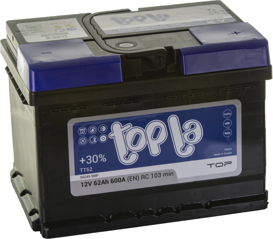 Аккумулятор Topla Top 62 Ач обр. пол. низкий 600А 242x175x175