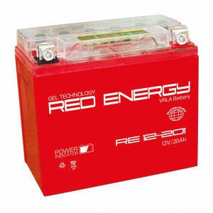 Аккумулятор Мото Red Energy DS12201 20Ач 280A обр. пол. 177х88х154 (YTX20L-BS, YTX20HL-BS, YB16L-B, YB18L-A)