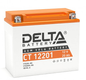 Аккумулятор Мото DELTA CT 12201 20Ач обр. пол. 177x87x154 (YTX20L-BS, YTX20HL-BS, YB16L-B, YB18L-A)