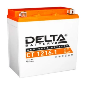 Аккумулятор Мото DELTA CT 1216.1 16Ач 230A обрат. пол. 151x88x164 (YTX16-BS, YB16B-A)