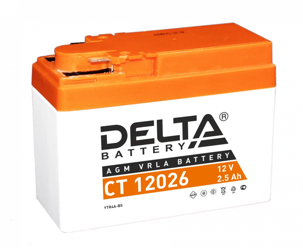 Аккумулятор Мото DELTA CT 12026 2Ач обр. пол. 114x49x86 (YTR4A-BS)