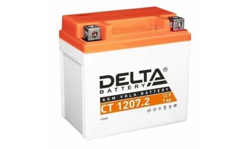 Аккумулятор Мото DELTA CT 1207.2 7Ач 130A обр. пол. 114x70x108 (YTX5L-BS, YTZ7S, YTZ6S)