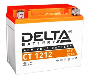 Аккумулятор Мото DELTA CT 1212 12Ач 180A прям. пол. 150x86x131 (YB12B-B2, YTX14-BS, YTX12-BS)