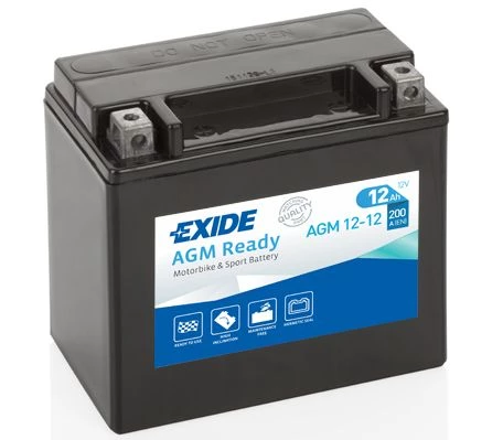 Аккумулятор Мото EXIDE AGM 12-12 12Ач 200A прям. пол. 150x88x145 (YTX14-BS, YTX14H-BS, YTX16-BS, YB16B-A)