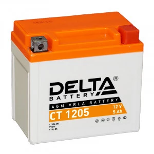 Аккумулятор Мото DELTA CT 1205 5Ач 80A обр. пол. 114x70x106 (YTX5L-BS, YTZ7S)