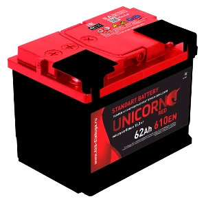 Аккумулятор UNICORN RED 62L прям. пол. 610A 242x175x190