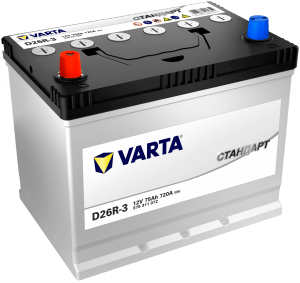 Аккумулятор Varta Стандарт Asia D26 75 Ач прям. пол. 720A 258x173x223