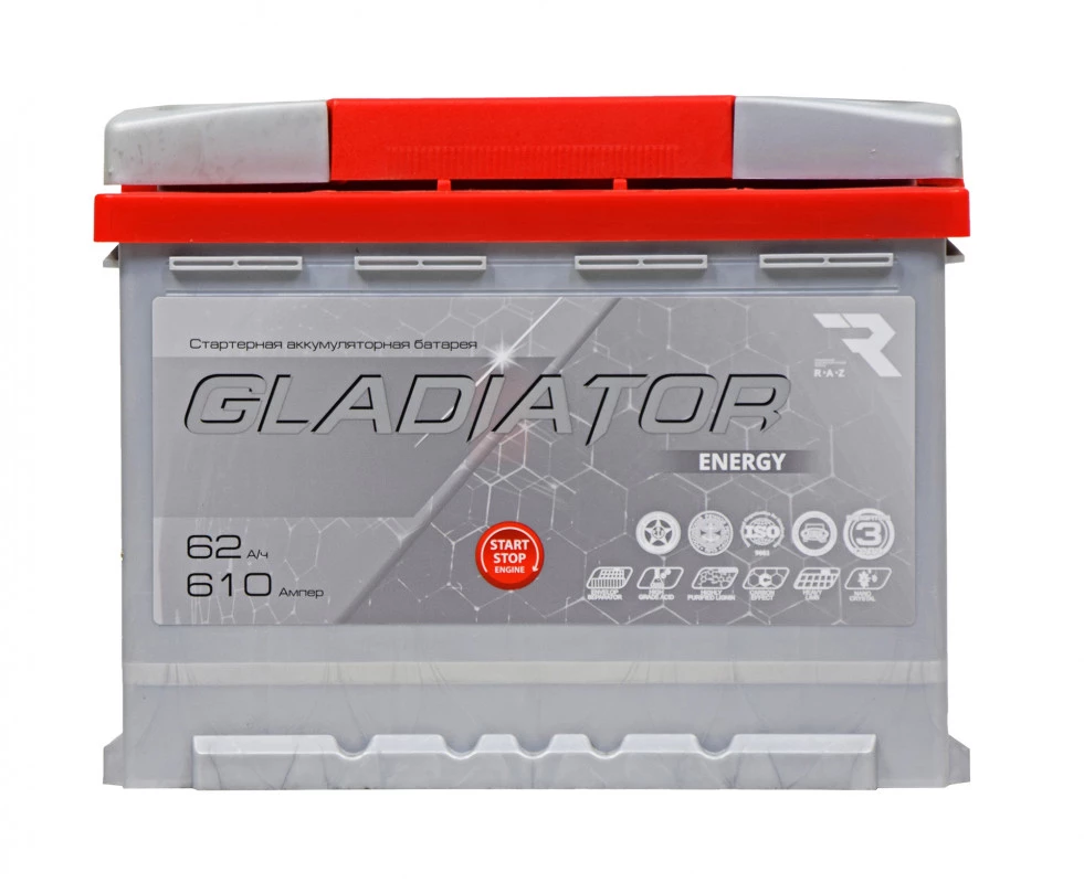 Аккумулятор Gladiator Energy 62R обр. пол. 610A 242х175х190