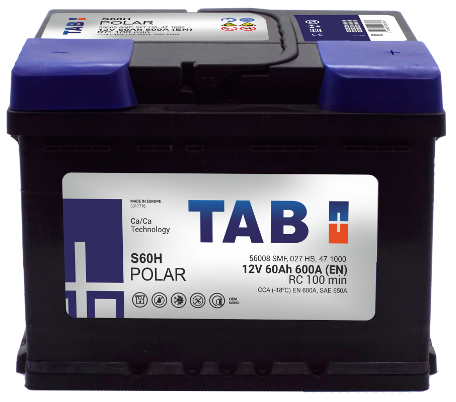 Аккумулятор TAB Polar 60 Ач обр. пол. 600А 242x175x190 (56008)