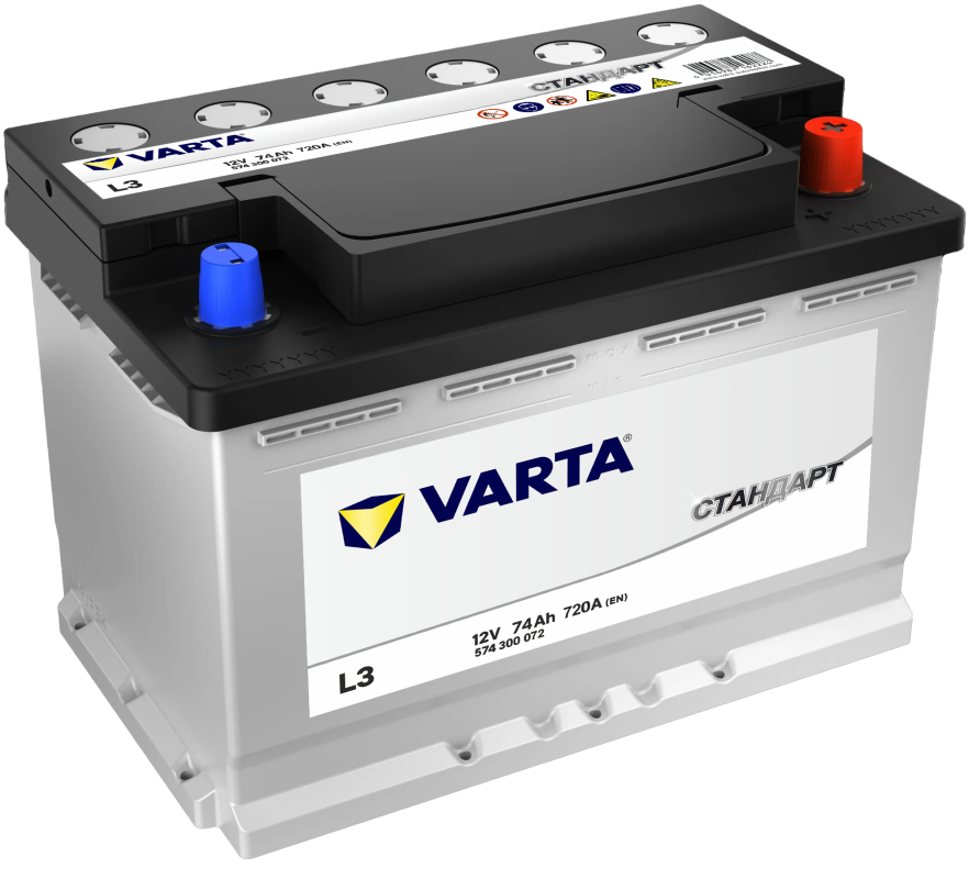 Аккумулятор Varta Стандарт 74 Ач обр. пол. 720A 278x175x190