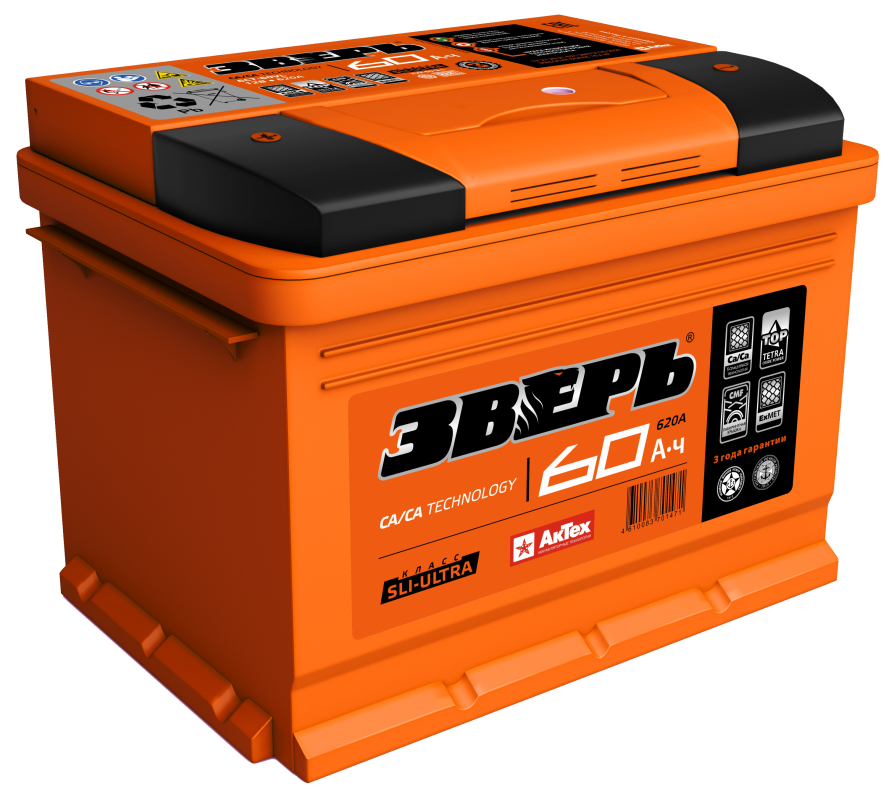 Аккумулятор Зверь 60 Ач прям. пол. 650А 242х175х190