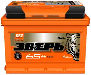 Аккумулятор Зверь EFB 65 Ач обр. пол. 680А 242х175х190