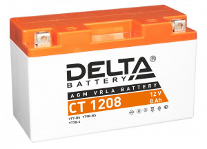 Аккумулятор Мото DELTA CT 1208 8Ач 130A прям. пол. 150x66x95 (YT7B-BS, YT7B-4)
