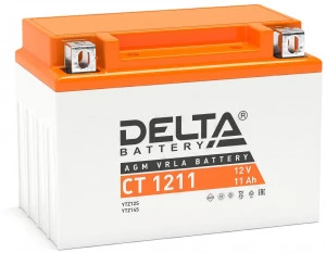 Аккумулятор Мото DELTA CT 1211 11Ач 210A прям. пол. 151x86x112 (YTZ12S, YTZ14S)