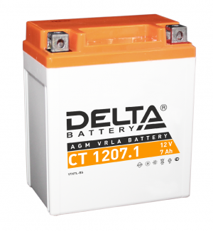 Аккумулятор Мото DELTA CT 1207.1 7Ач 100A обр. пол. 114x70x132 (YTX7L-BS)