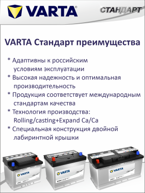 Аккумулятор Varta Стандарт 90 Ач прям. пол. 780A 353X175X190