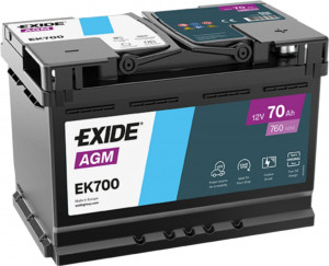 Аккумулятор EXIDE Start-Stop AGM 70R обр. пол. 760А 278x175x190 (EK700) France