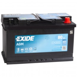 Аккумулятор EXIDE Start-Stop AGM 80R обр. пол. 800А 315x175x190 (EK800)