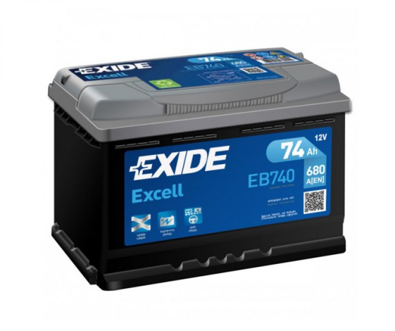 Аккумулятор EXIDE Excell EB740 74R обр. пол. 680А 276x175x190