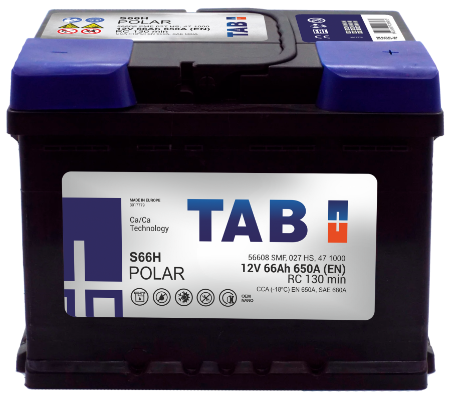 Аккумулятор TAB Polar 66 Ач обр. пол. 650А 242x175x190
