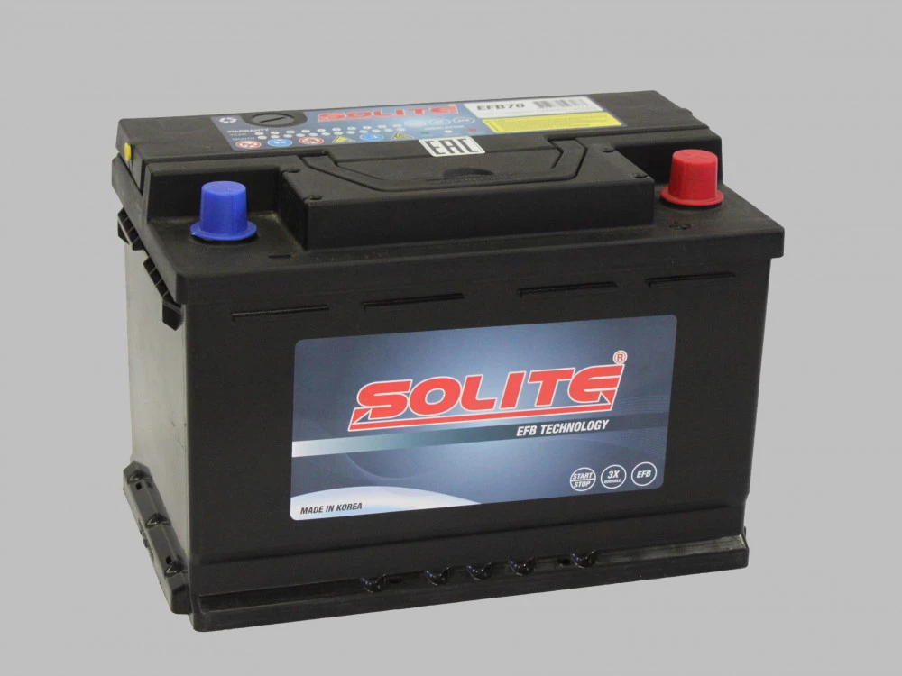 Аккумулятор Solite EFB L3 70R обр. пол. 680A 278x175x190