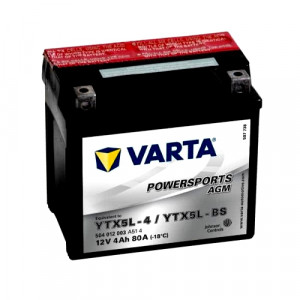 Аккумулятор Мото VARTA Powersports AGM 4Ач 80А обр. пол. 114x71x106 (YTX5L-BS, YTZ7S) (504 012 003)