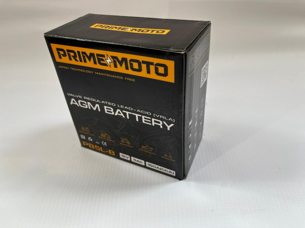 Аккумулятор для мототехники PRIME MOTO AGM 1205 5Ач 150A обр. пол. 114x70x106 (YTX5L-BS, YTZ7S, PTX5L-BS)