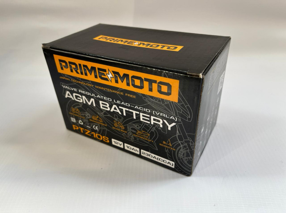 Аккумулятор для мототехники PRIME MOTO AGM 12.10 10Ач 230A прям. пол. 150x86x93 (YTZ10S, PTZ10S)