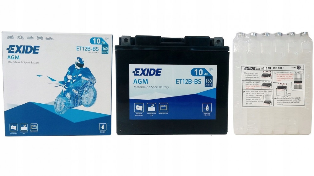 Аккумулятор Мото EXIDE AGM ET12B-BS 10Ач 160A прям. пол. 150x71x130 (YT12B-BS)