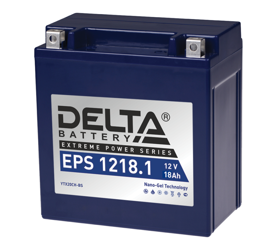 Аккумулятор для мототехники DELTA EPS 1218.1 18Ач 230A прям. пол. NANO-GEL 151x87x161 (YTX20СH-BS)
