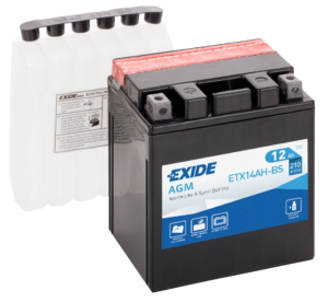 Аккумулятор для мототехники EXIDE AGM ETX14AH-BS 12Ач 210A прям. пол. 134x89x164 (YB14-BS, YTX14AH, YTX14AH-BS)