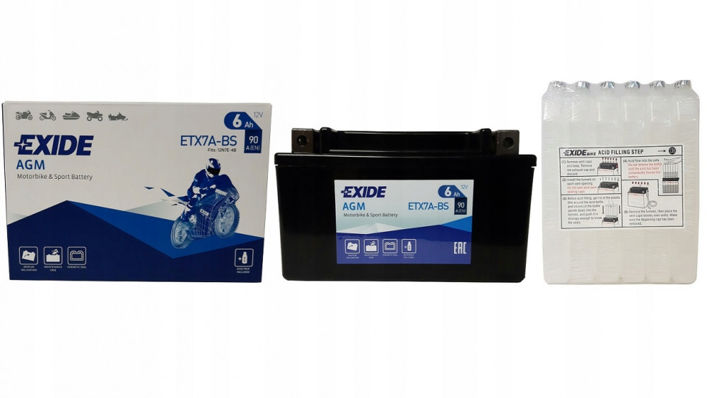 Аккумулятор Мото EXIDE AGM ETX7A-BS 6Ач 90A прям. пол. 150x87x93 (YTZ10S, YTX7A-BS)