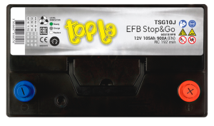 Аккумулятор Topla EFB STOP & GO Asia 105 Ач обр. пол. 900A 306x173x220