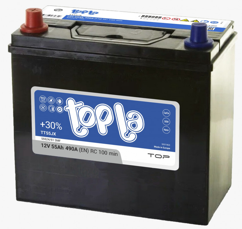 Аккумулятор Topla Top Asia 55L прям. пол. тонкие клеммы 490A 238x128x220