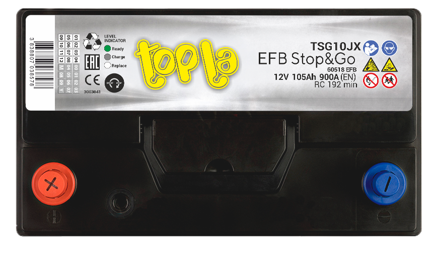 Аккумулятор Topla EFB STOP & GO Asia 105 Ач прям. пол. 900A 306x173x220