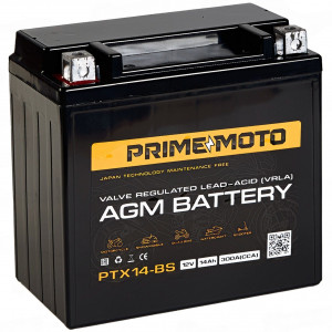 Аккумулятор для мототехники PRIME МОТО AGM 1214 14Ач 300A прям. пол. 150x87x145 (PTX14-BS, YTX14-BS)