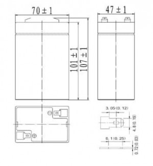 Аккумулятор Delta DT 606 1,8А 6Ач 70x47x107