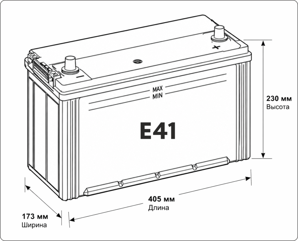Аккумулятор DELKOR 135E41 Ач 110 Ач обр. пол. 800A 402x175x228