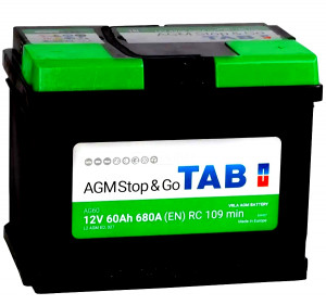 Аккумулятор TAB AGM Stop&Go 60R обр. пол. 680А 242x175x190