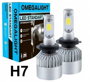Лампа светодиодная OMEGALIGHT 12В H7 25W PX26d 6000K 2 шт. (картон)