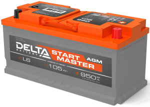 Аккумулятор DELTA START MASTER AGM 105 Ач 950А обр. пол. 393х175х190