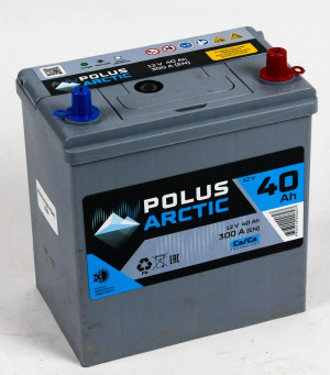Аккумулятор POLUS ARCTIC 40B19L 40R тонкие клеммы обр. пол. 300A 186x127x220