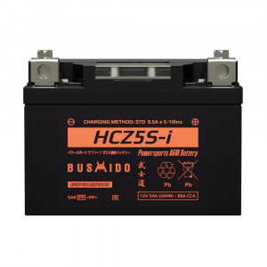 Аккумулятор Мото AGM BUSHIDO HCZ5S-i 5Ah 80A обр. пол. 113x70x86 (YTZ5S-BS, YTX4L-BS)
