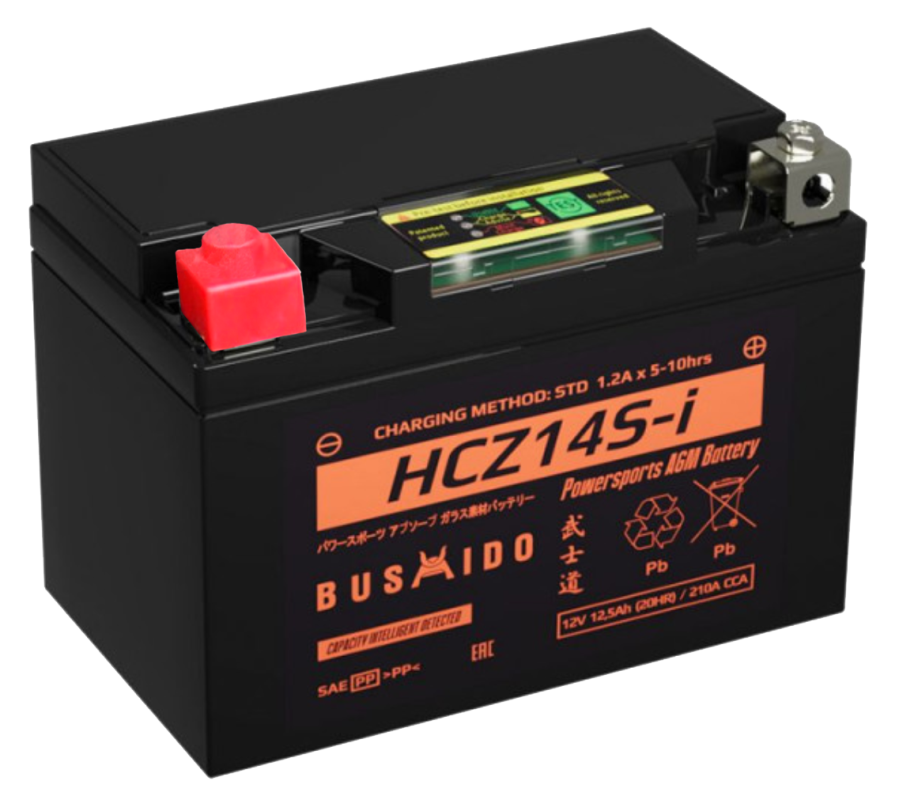 Аккумулятор для мототехники BUSHIDO AGM HCZ14S-i 12,5Ач 210A прям. пол. 150x86x110 (YTZ12S, YTZ14S)