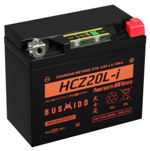 Аккумулятор для мототехники BUSHIDO AGM HCZ20L-i 21Ач 270A обр. пол. 177x88x155 (YTX20L-BS)