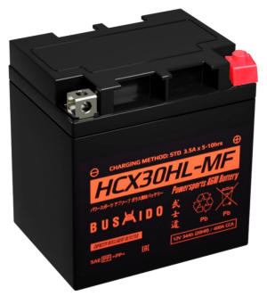 Аккумулятор для мототехники BUSHIDO AGM HCX30HL-MF 34Ач 400A обр. пол. 166x127x175 (YIX30 Ач, GYZ32HL)