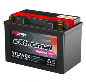 Аккумулятор Мото RDRIVE IRIDIUM EXTREMAL YT12A-BS 10.5 Ач 175 А прям. пол. 150x87x104 (YTZ12S, YTZ14S, ETX9-BS, YT12A-BS)